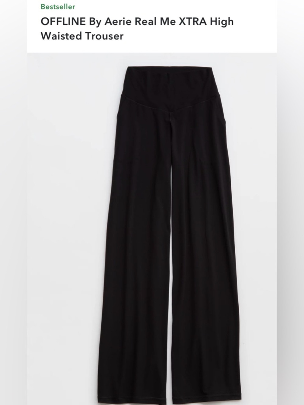 OFFLINE by Aerie Real Me XTRA High-Waisted Wide-Leg Trouser — Black